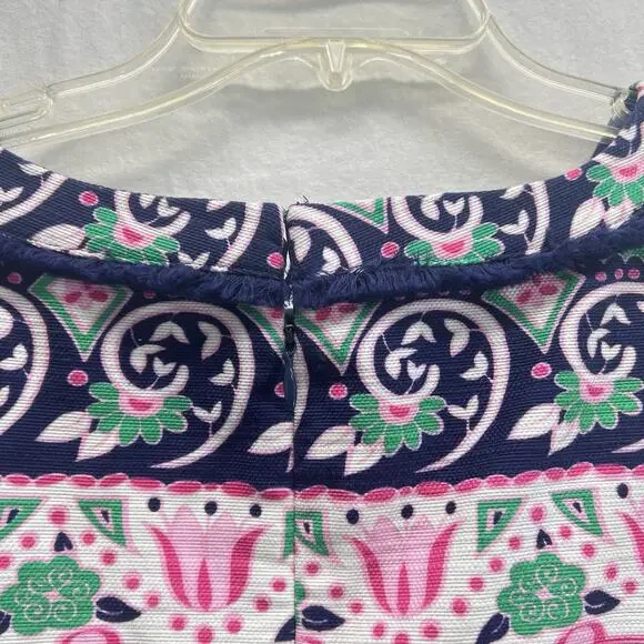 Talbots Fringe Paisley Geometric Print Sleeveless Sheath Dress Size 16P Lined